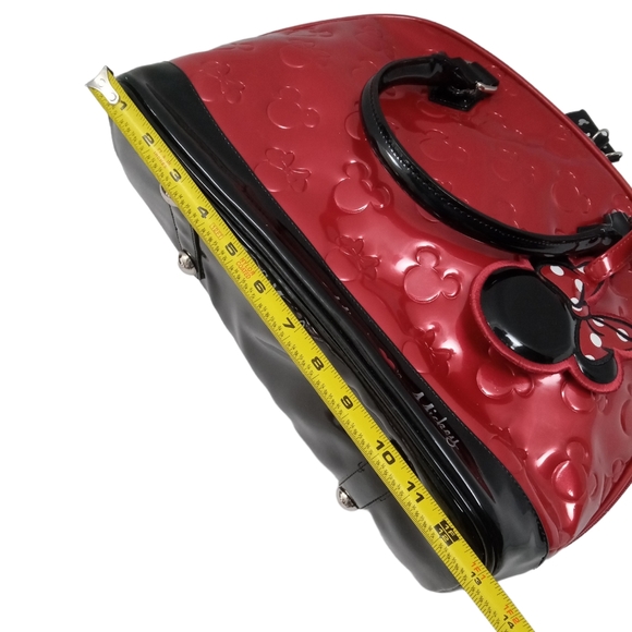 Disney Loungefly Bowler Bag Minnie Loves Mickey Red Black  with Tag - Picture 10 of 11